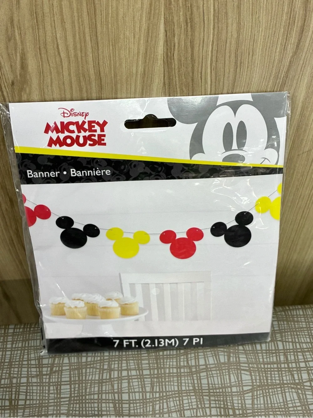 🍭$5 🍭NEW DISNEY Mickey Mouse Party Banner 7 Ft Black Red Yellow